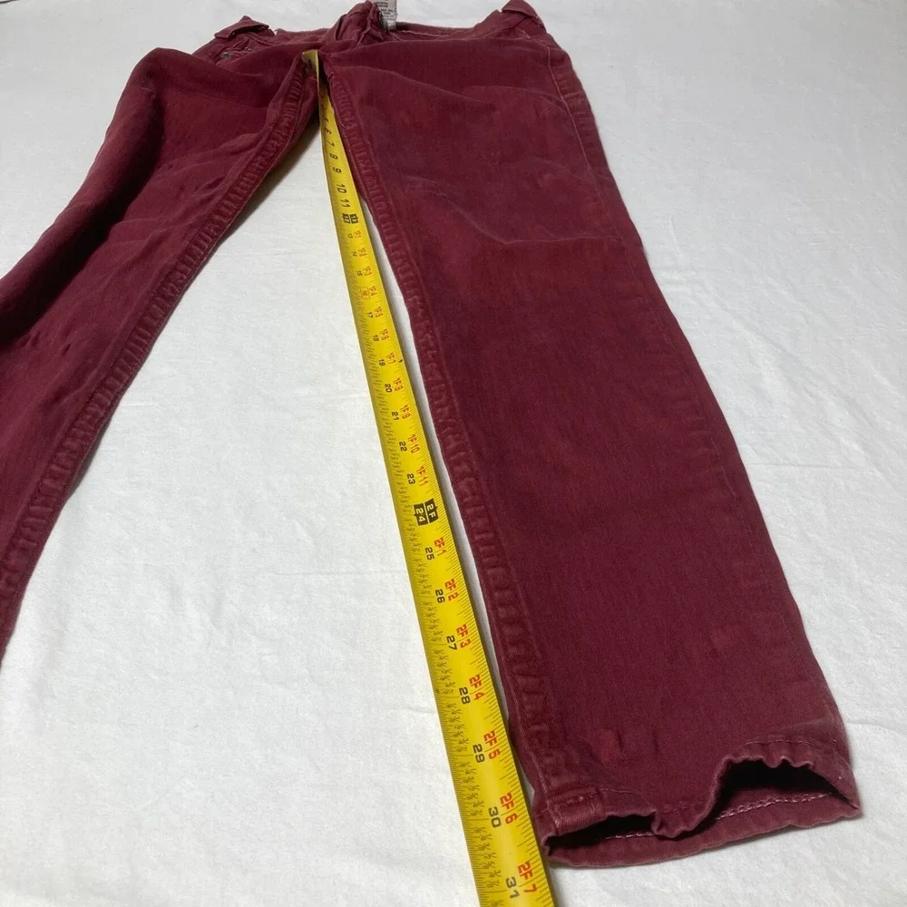 True‎ Religion Jeans Women 28X31 Denim Skinny Maroon Slim Low Rise Made in USA